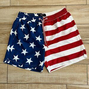 Mens NWT Forever 21 American Flag Swim Trunks - M